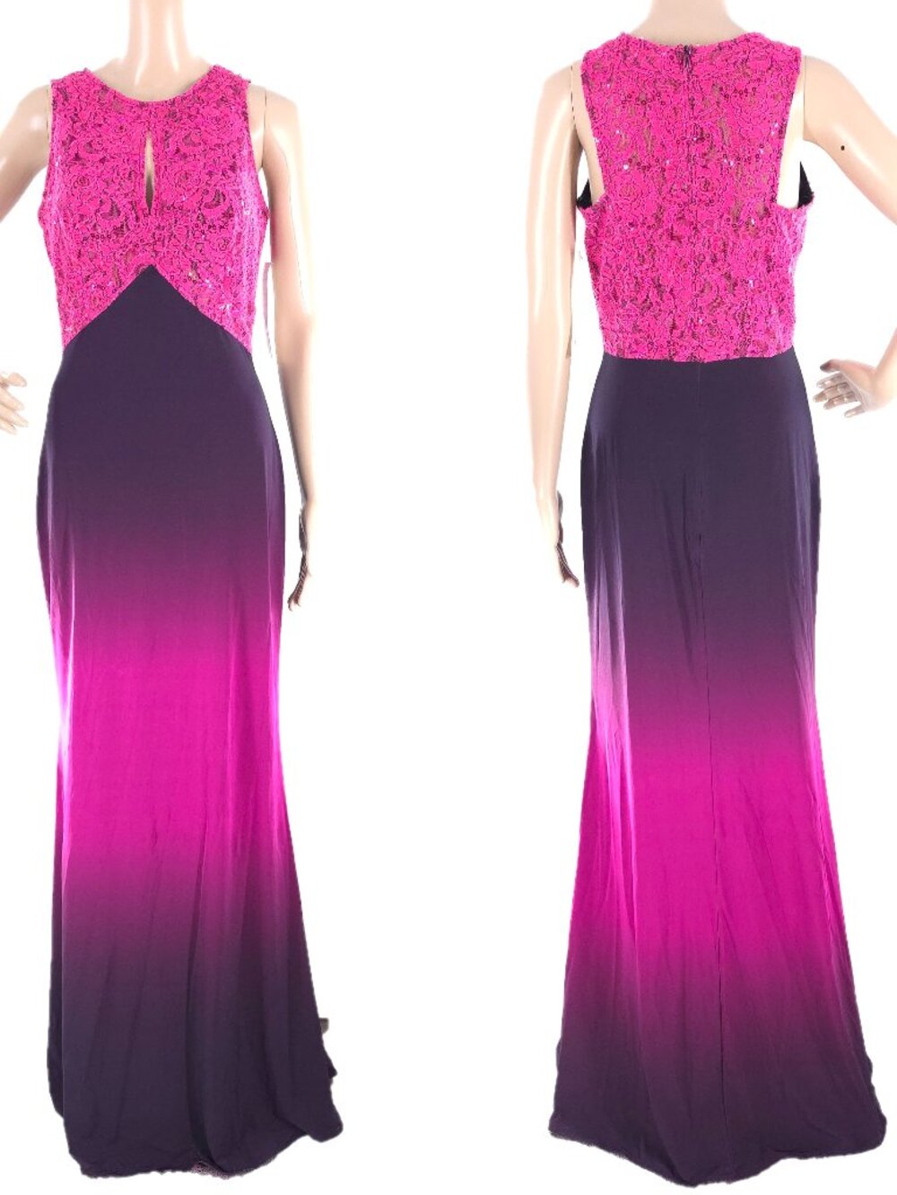 Fiesta Fashion Women Dress Jersey Lace Ombre Gown Pink Purple Size M - NWT